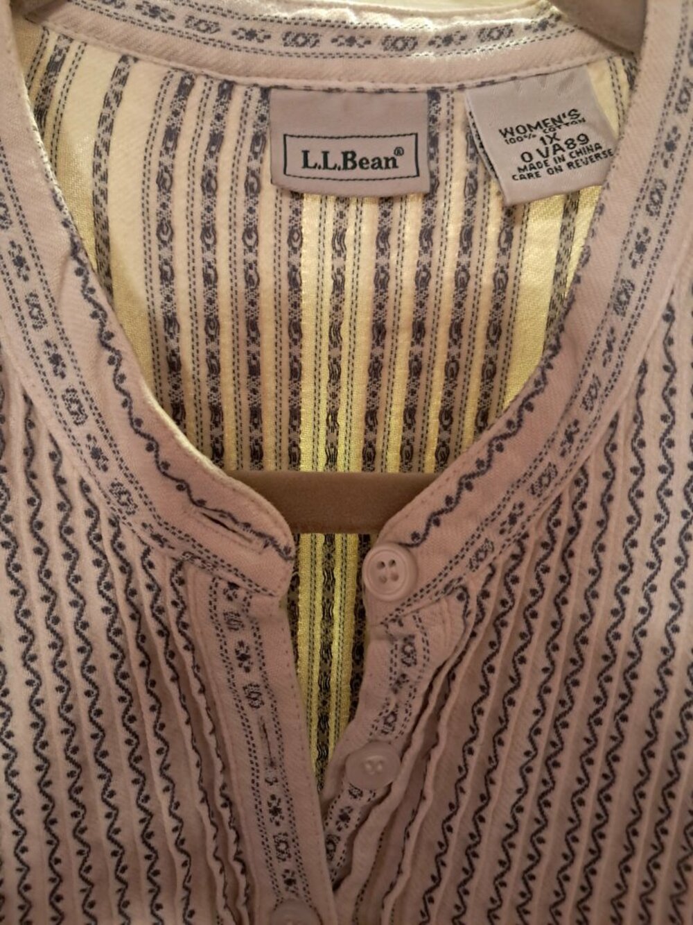 VINTAGE GRANNY CORE LL BEAN DOBBY PINTUCK FLANNEL NIGHTGOWN 1X - Picture 6 of 6